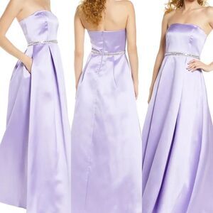 Strapless Embellished Satin Gown
SEQUIN HEARTS